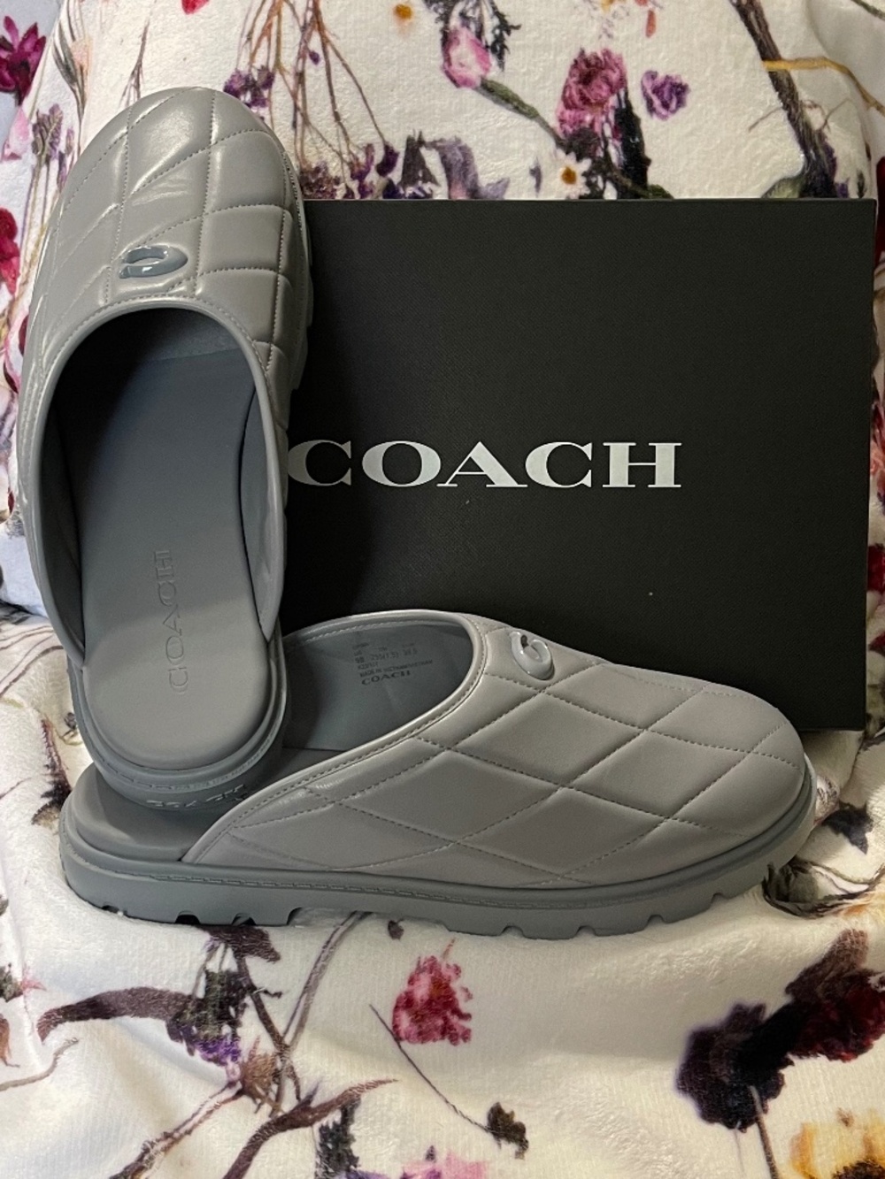 Coach grey Alyssa Quilted clog mule Sz 9
